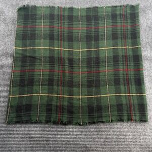 Look Green Wool Blend Square Scarf Tartan Check Fringed Edge Plaid Wrap
